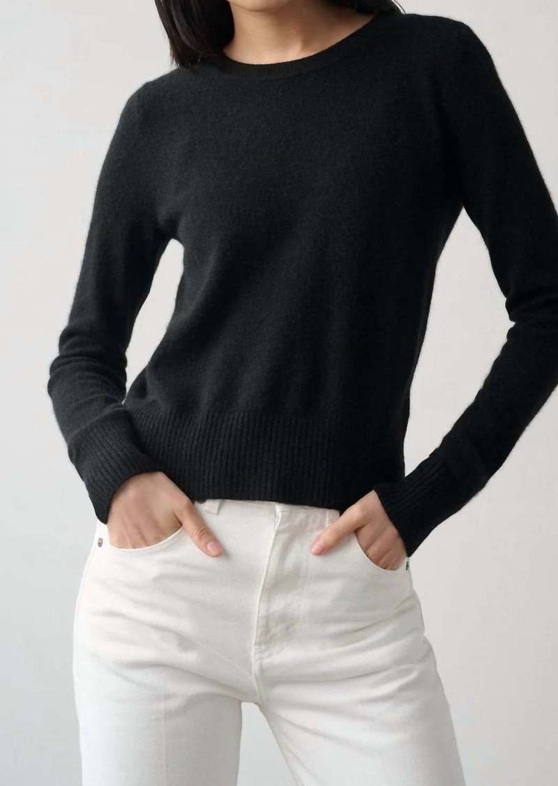 White + Warren Cashmere Shrunken Crewneck Sweater In Black