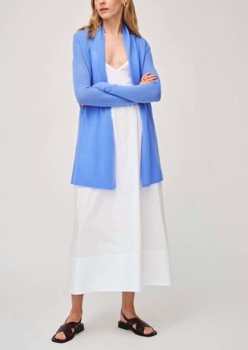 White + Warren Cashmere Trapeze Cardigan In Cornflower Blue