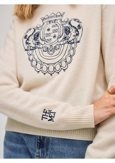 White + Warren Coat Of Arms Crewneck In Soft White Combo