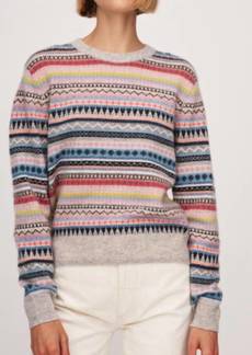 White + Warren Fairisle Crewneck Sweater In Pastel Combo