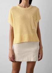 White + Warren Linen Blend Pocket Top In Buttermilk