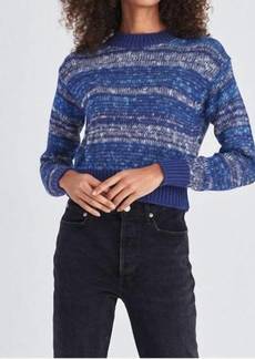 White + Warren Lofty Cotton Marl Stripe Sweater In Blue Combo
