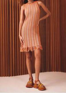 White + Warren Mercerized Fringe Dress In Orange Combo