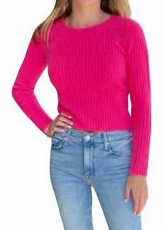 White + Warren Open Back Ribbed Sweater In Bright Rose