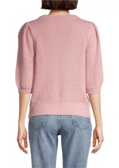 White + Warren Puff-Sleeve Cotton Sweater
