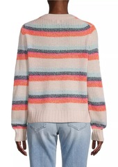 White + Warren Stripe Cashmere Pullover Sweater