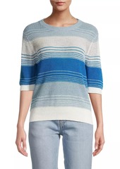 White + Warren Striped Linen Sweater