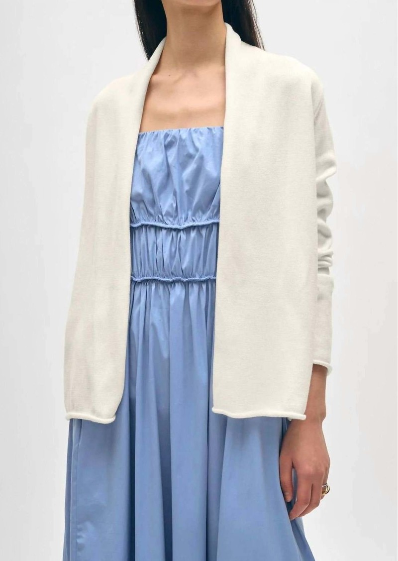 White + Warren Superfine Organic Mini Trapeze Cardi In White