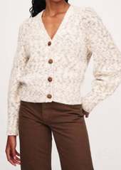 White + Warren Watercolor Alpaca Blend Puff Sleeve Cardigan In Neutral