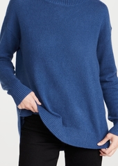 White + Warren Ribbed Stand Neck Cashmere Sweater