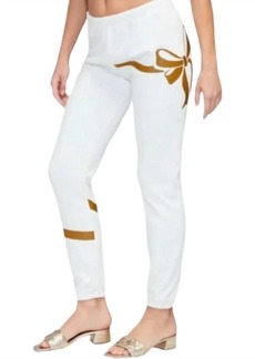 Wildfox Open Me First Bow Joggers In Cream