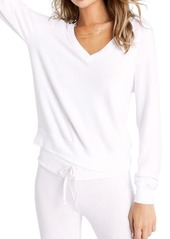 Wildfox Deep V-Neck Baggy Beach Jumper Pullover in Clean White at Nordstrom