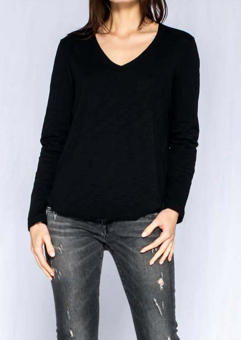 Wilt Long Sleeve V Neck Tee In Black