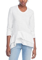 Wilt Womens Crewneck Ruffled Pullover Top