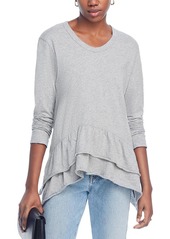 Wilt Womens Crewneck Ruffled Pullover Top