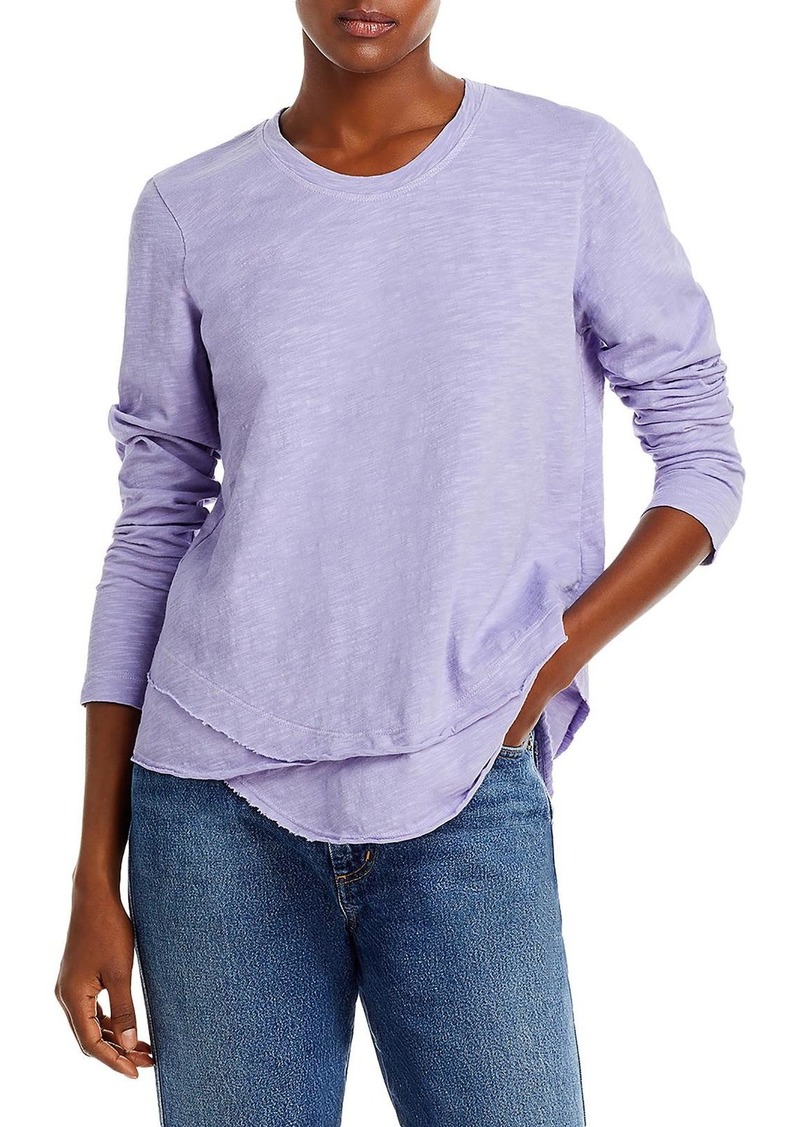 Wilt Womens Heathered Mock Layer Pullover Top