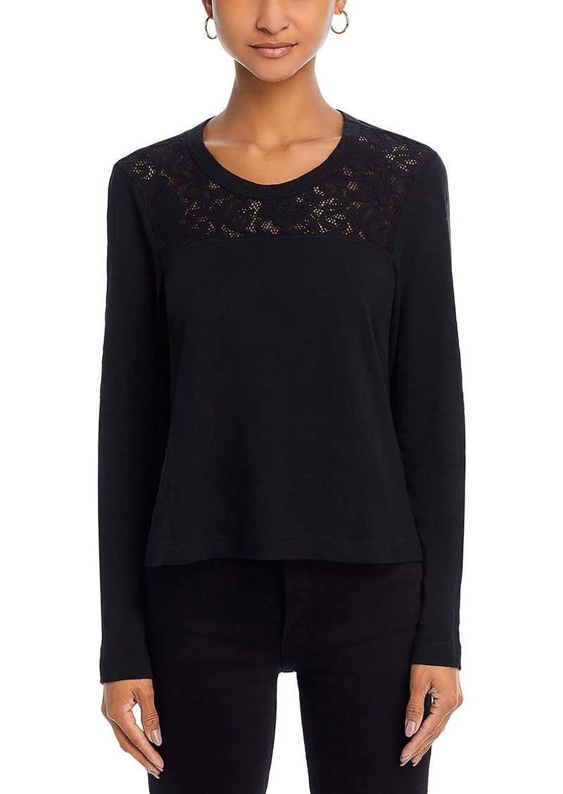 Wilt Womens Lace Trim Slub Pullover Top