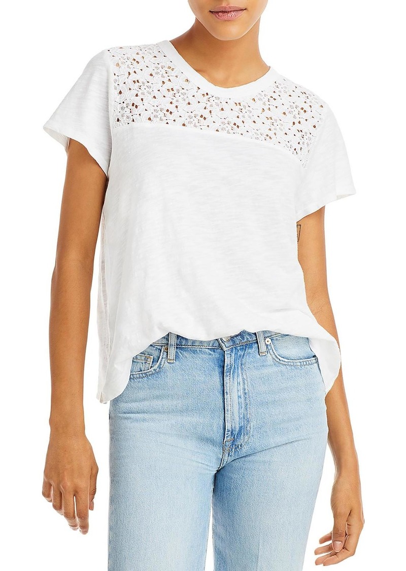 Wilt Womens Short Sleeve Lace Pullover Top