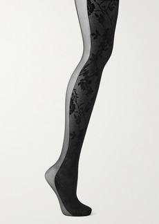 Wolford Amina Muaddi Sheer Opaque Lace-paneled Tights