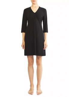 Wolford Aurora Loose Fit 3/4 Sleeve V-Neck Dress In Black