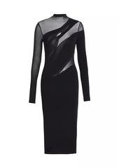 Wolford Sheer Opaque Long-Sleeve Bodycon Midi-Dress