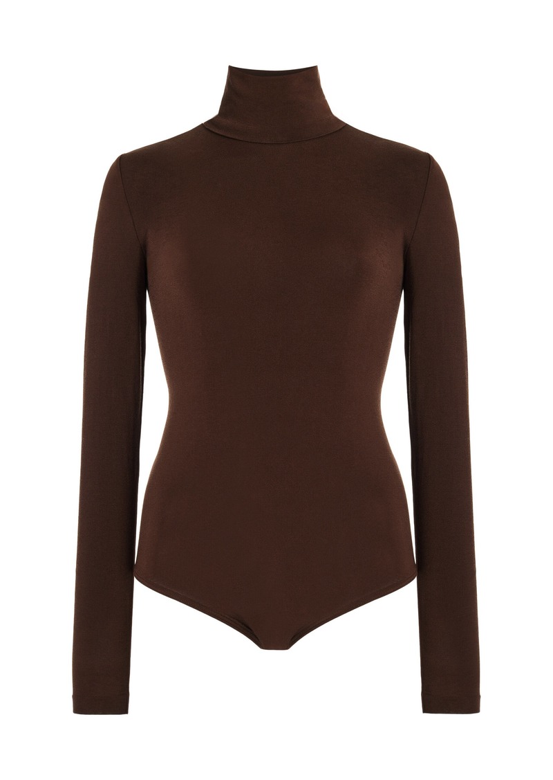 Wolford - Colorado Turtleneck Jersey Thong Bodysuit - Brown - XS - Moda Operandi