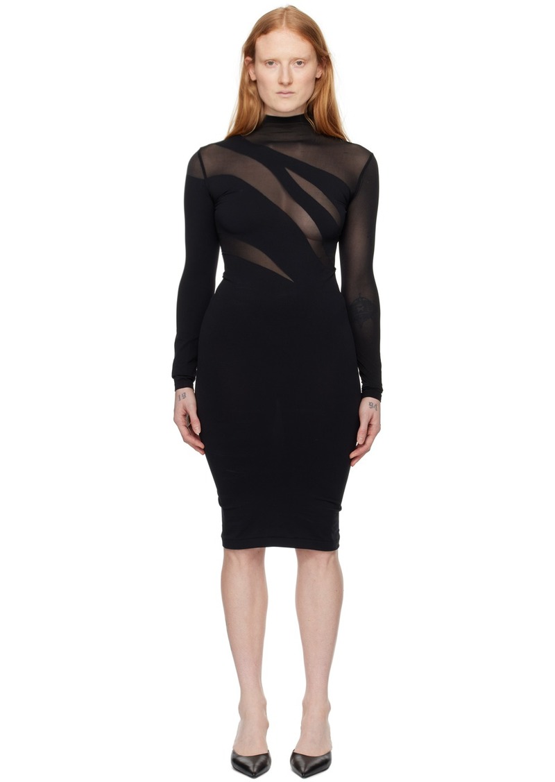 Wolford Black Sheer Opaque Midi Dress