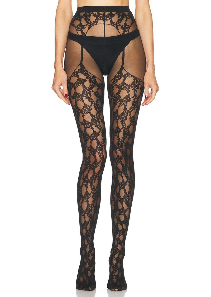 Wolford Floral Lace Suspender Tights