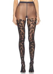 Wolford Graphic Flower Tights in Amber & Black