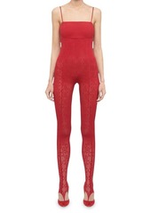 Wolford Intricate Sheer Pattern Thong Stirrup Jumpsuit