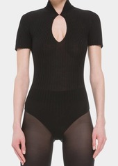 Wolford Ribbed Cutout Merino Wool Bodysuit