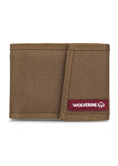 WOLVERINE Men's RFID Blocking Rugged Bifold & Passcase Wallets (Avail in Cotton Canvas Or Leather) Guardian Hook & Loop-Chestnut