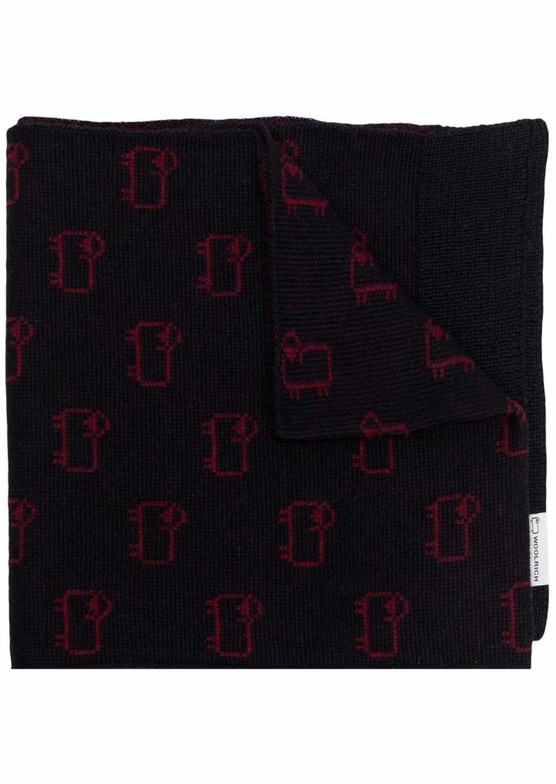 Woolrich jacquard-logo scarf