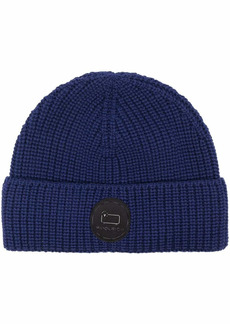 Woolrich purl-knit logo-patch beanie