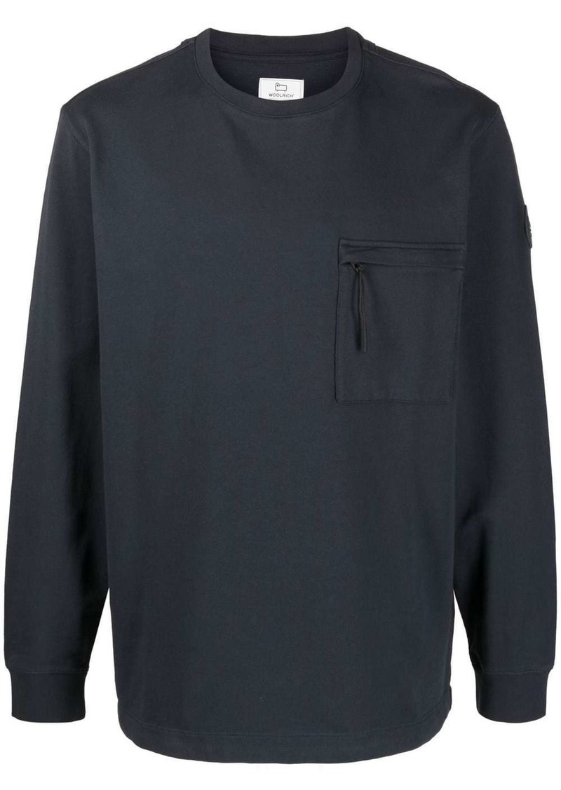 Woolrich zip-pocket crew-neck sweatshirt