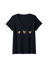 Womens Wren Bird Lover Birding Wren V-Neck T-Shirt