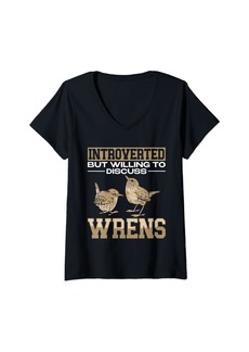 Womens Wren Bird Lover Introvert Birding Wren V-Neck T-Shirt