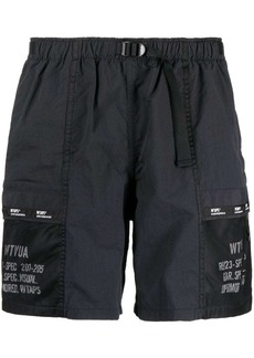 WTAPS text-print belted-waist shorts
