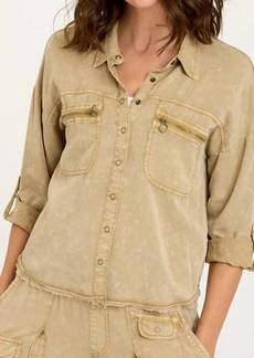 XCVI Kapp Button-Up Shirt In Distress Wash Linwood