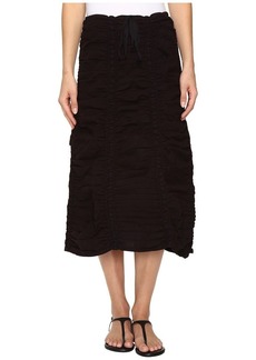 XCVI Stretch Poplin Double Shirred Panel Skirt Black LG (Women's )