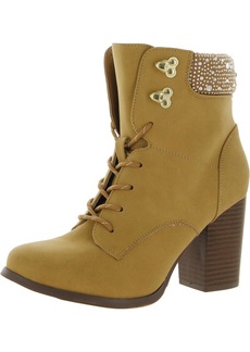 XOXO Maddie Womens Faux Leather Lace-Up Booties
