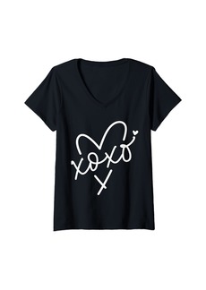 Womens cute Xoxo Heart Valentine V-Neck T-Shirt