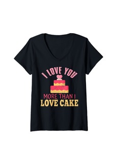 XOXO Womens I love you more than I love cake cute Valentines Day V-Neck T-Shirt