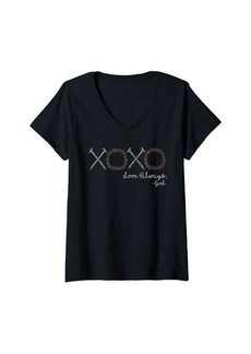 Womens XOXO Love Always God V-Neck T-Shirt