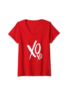 Womens XOXO Valentines Heart Couple Matching Happy Valentine's Day V-Neck T-Shirt