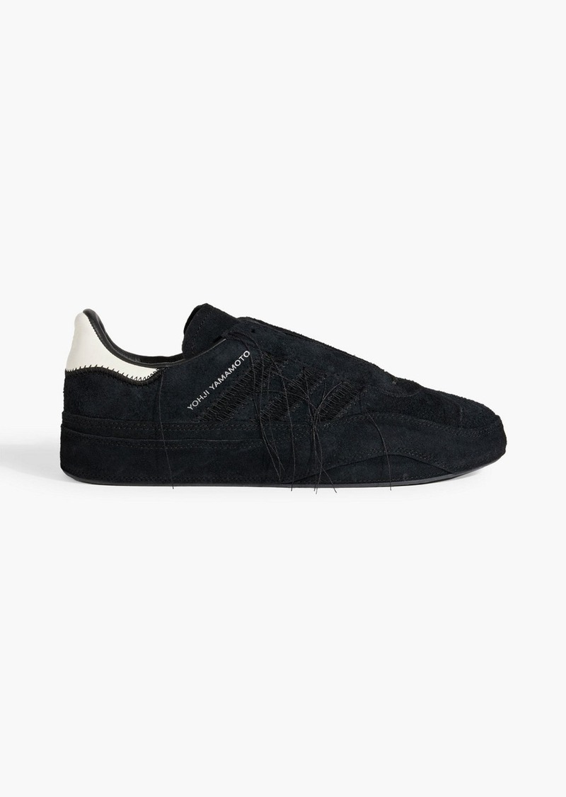 Y-3 - Gazelle whipstitched suede sneakers - Black - UK 7