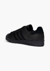 Y-3 - Superstar embroidered leather sneakers - Black - UK 7