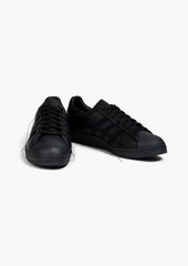 Y-3 - Superstar embroidered leather sneakers - Black - UK 7