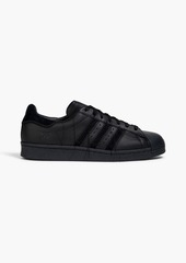 Y-3 - Superstar embroidered leather sneakers - Black - UK 7