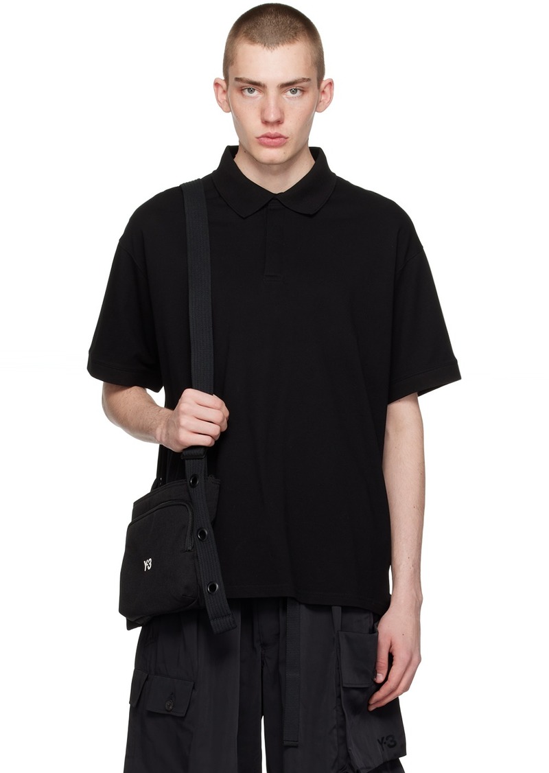 Y-3 Black Three-Button Polo